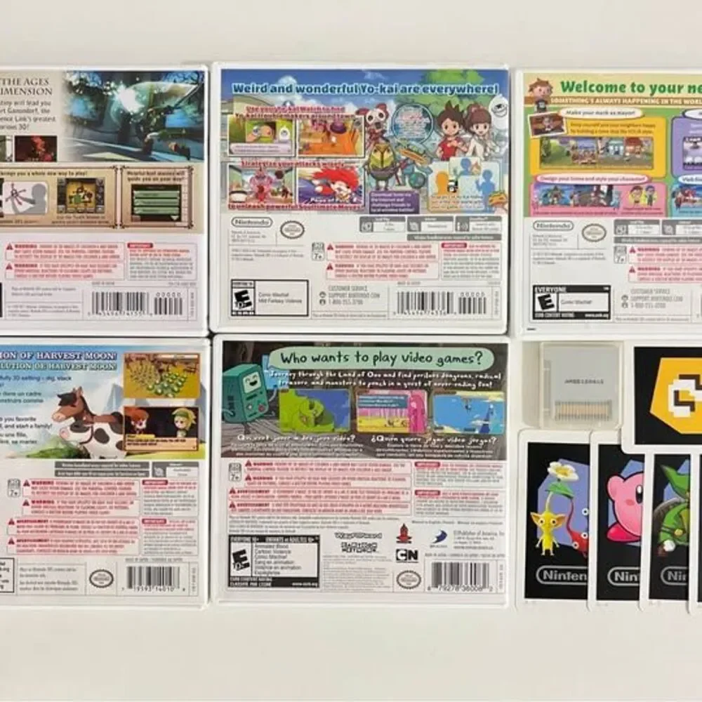 Nintendo 3DS Games lot of 6 & 5 3DS AR Cards (A1-A4 & A6)
